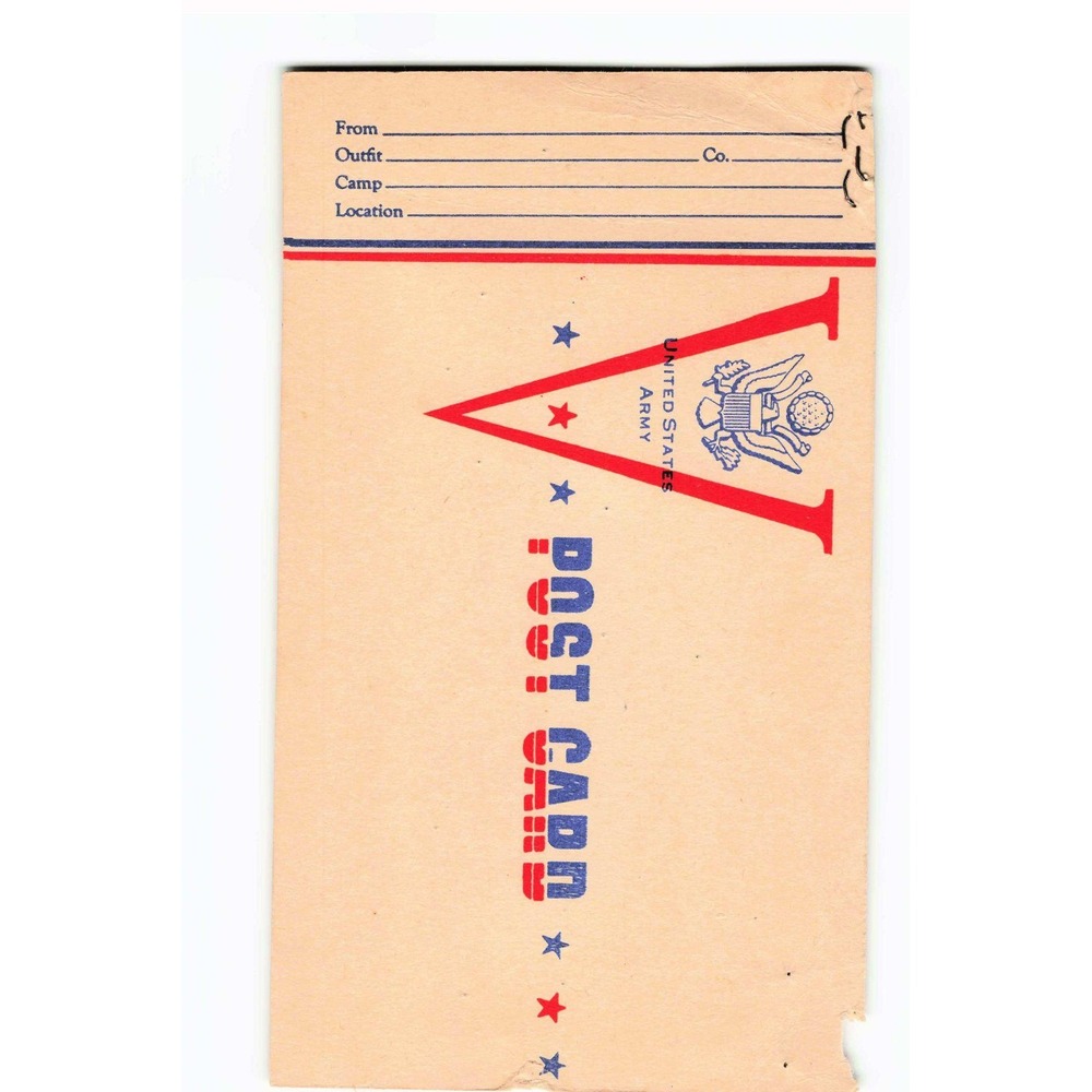 Vintage 1944 WWII V-Mail Postcard Fort Devens MA US Army USO Show Correspondence